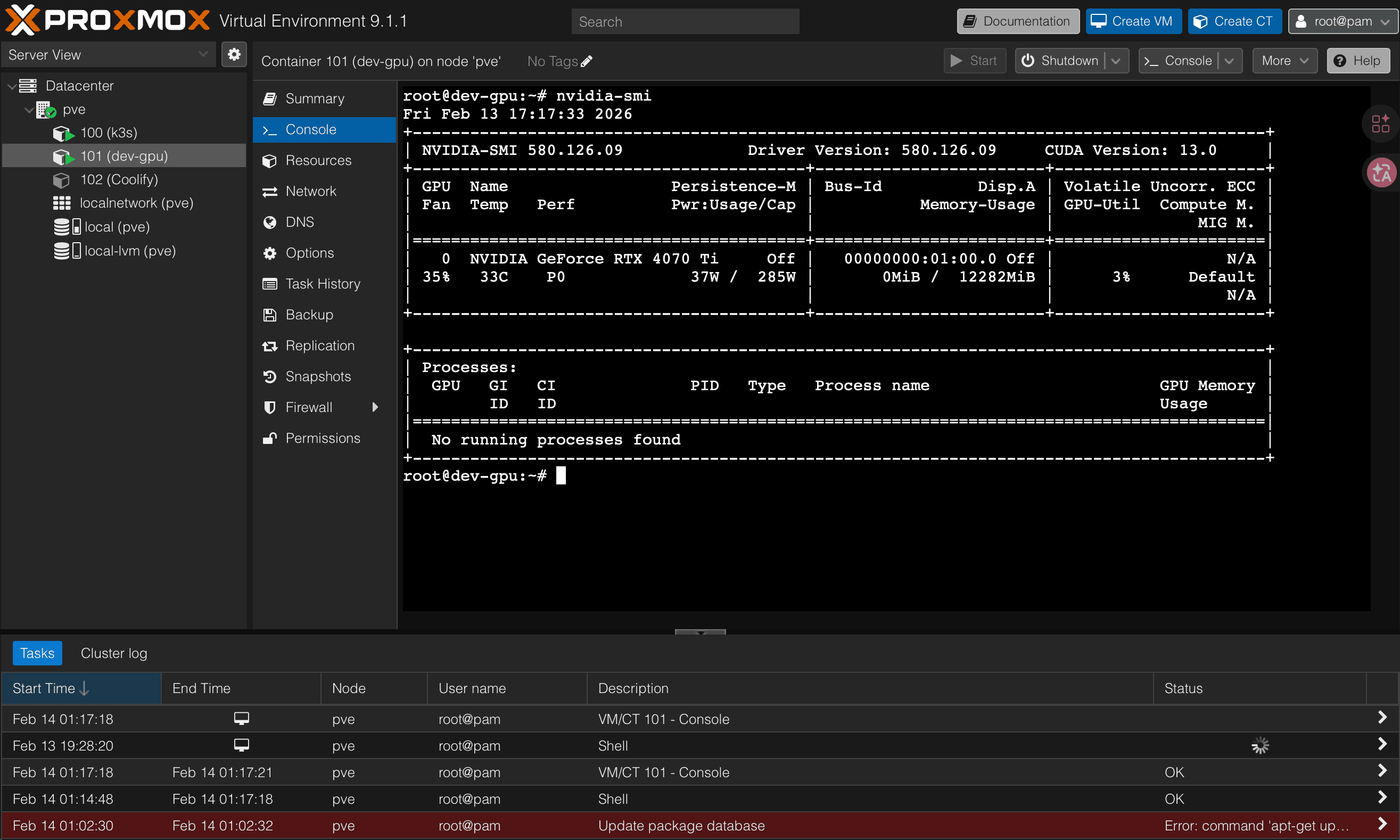Proxmox VE 9.1.1 LXC 容器 NVIDIA 顯卡直通實戰紀錄